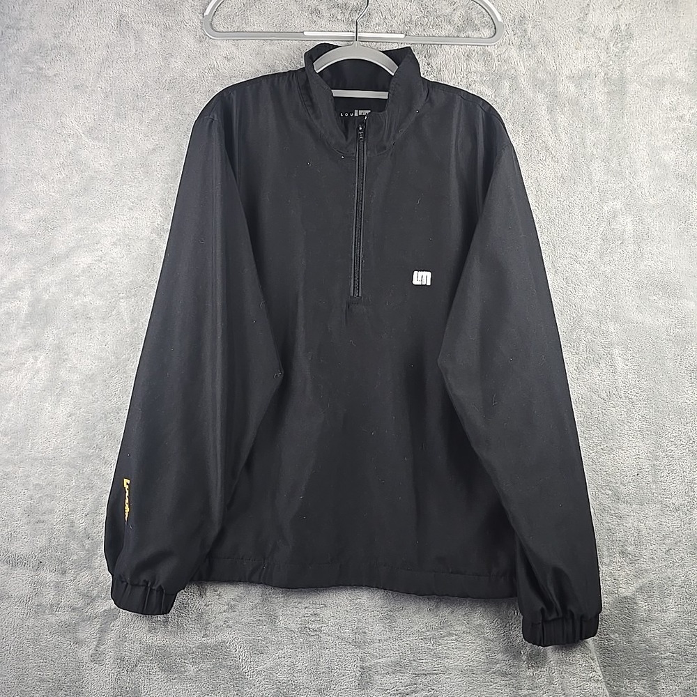 LoudMouth LM Golf Jacket Mens Large Black 1/4 Zip PullOver Net Liner Cinch Waist